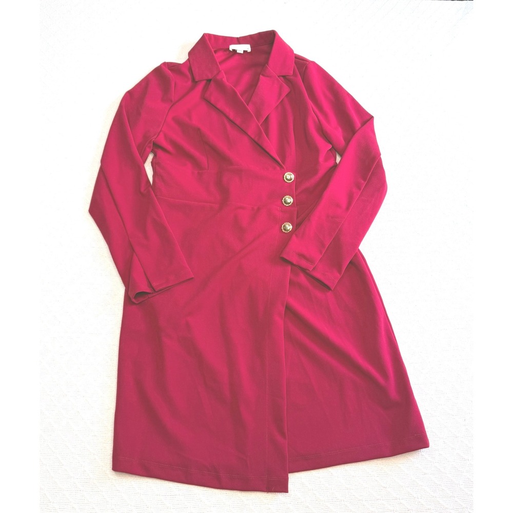 Andree by Unit Magenta Blazer Dress Long Sleeve Gold Buttons MHS113 Size M